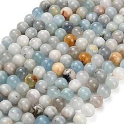 Chapelets de perles en aigue-marine naturelle&nbsp;G-F591-29B-10mm-01