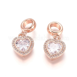 Латунь микропейв кубический цирконий европейские подвески с подвесками&nbsp;X-ZIRC-E163-18RG