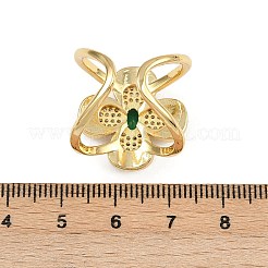 Манжеты из латуни с микро паве кубический цирконий для женщин&nbsp;RJEW-F186-03G