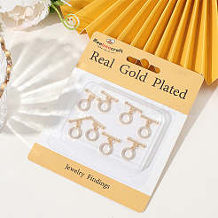 10 комплект застежек-тогглов из латуни с микропаве из прозрачного кубического циркония&nbsp;KK-BBC0021-01