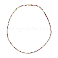 925 collier tennis en argent sterling pavé de zircones cubiques colorées pour femme&nbsp;NJEW-C096-01B-G01