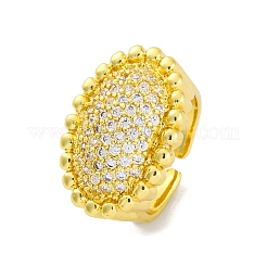 Латунные кольца-манжеты с микропаве и прозрачным цирконием для женщин&nbsp;RJEW-Q009-02G