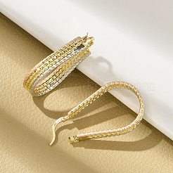 真鍮ツートンフープピアス  ティアドロップ  18KGP本金メッキ  37x22x6mm  ピン：14x1.5x0.5mm&nbsp;EJEW-B117-02