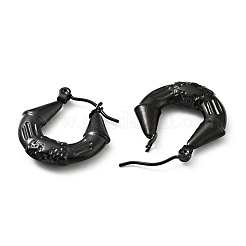 Boucles d'oreilles créoles torsadées en acier inoxydable 304 plaqué ionique (IP) en forme de larme avec croix pour femmes&nbsp;EJEW-G293-09EB