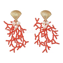 Boucles d'oreilles à tige en perles de verre pour femmes&nbsp;EJEW-MZ00781-01