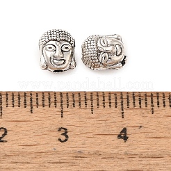 チベット風合金ビーズ  仏頭  アンティークシルバー  7.5x6x5mm  穴：1.4mm&nbsp;FIND-Z063-19AS