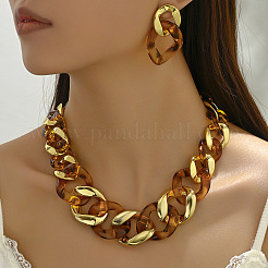Ensemble collier et boucles d'oreilles pendantes en alliage et plastique CCB&nbsp;FS-WG734CE-01
