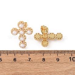 Серьги-гвоздики из латуни с микропаве и прозрачным кубическим цирконием&nbsp;EJEW-B153-01G