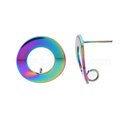 Orecchini a bottone in acciaio inossidabile 304 color arcobaleno&nbsp;LS-STAS-N098-018