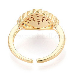 Латунные микропаве кубические цирконии регулируемые открытые манжеты кольца для женщин RJEW-N051-03G