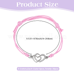 30 Stück gewachste Baumwollschnur in 5 Farben zur Herstellung von DIY-Armbändern.&nbsp;AJEW-HY00006
