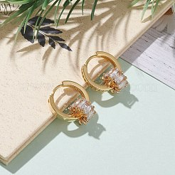 Orecchini a cerchio huggie in zirconi cubici trasparenti micro pavè&nbsp;EJEW-JE04451-01