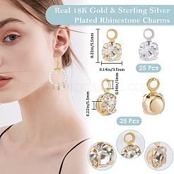 50 шт. 2-х цветные латунные подвески со стразами&nbsp;KK-BBC0022-02