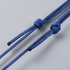調節可能なよだれかけネックレス  アクリルビーズで  手作りのサトウキビで編まれたビーズとワックス加工されたポリエステルコード  ブルー  15.7インチ〜26.7インチ（40~68cm）&nbsp;NJEW-JN02594-01