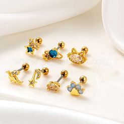 316lステンレススチールキュービックジルコニア軟骨イヤリング（女性用）  ローズゴールド  2＃  6mm  ピン：0.8mm&nbsp;WGF6ABA-09