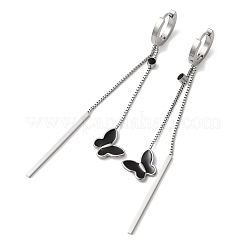 Серьги-кольца с кисточками и эмалью в виде бабочек из нержавеющей стали 304&nbsp;EJEW-G453-10P