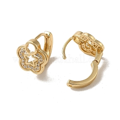 Pendiente de aro con micro pavé de circonitas cúbicas de latón chapado en oro kc&nbsp;EJEW-L271-01KCG-02
