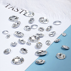 Cabochons en verre avec strass de dos avec point&nbsp;RGLA-OC0001-32