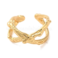 304ステンレススチールオープンカフリング  女性のためのジュエリー  18KGP本金メッキ  文字x  内径：16.4mm&nbsp;RJEW-K261-01B-G