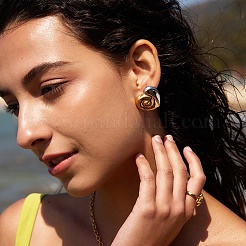 Pendientes de botón de acero inoxidable 304&nbsp;EJEW-Z173-06GP