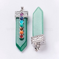 Aventurine verte naturelle avec pendentifs en chakra synthétique et naturel&nbsp;G-E415-A10