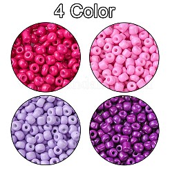 800шт 4 цвета краски для выпечки стеклянные круглые бусины SEED-FS0001-21A