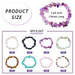 8шт. эластичные браслеты из натуральных и синтетических драгоценных камней для женщин и мужчин&nbsp;BJEW-TAC0037