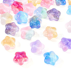 32 шт. двухцветные светящиеся прозрачные кабошоны из смолы в форме звезды&nbsp;RESI-TA0004-28