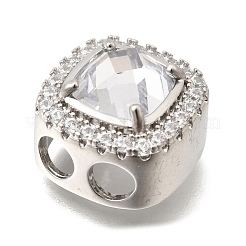 Breloques connecteurs carrés en laiton pavé de zirconiums cubiques transparents&nbsp;KK-C255-17P