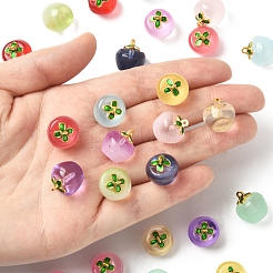 24 шт. 12-х цветные прозрачные стеклянные подвески в форме яблока DGLA-FS0001-15