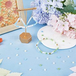 320шт 8 цвета непрозрачные стеклянные бусины с 2 отверстиями SEED-SC0001-15B