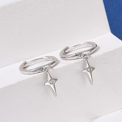 Серьги-кольца star 925 из стерлингового серебра с микропаве из прозрачных кубических цирконий для женщин&nbsp;EJEW-G427-03P