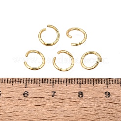 304ステンレススチールオープン丸カン  ラウンド  ゴールドカラー  8x1mm  内径：6mm  18ゲージ  約121個/袋&nbsp;STAS-Q113-8x1.0mm-G-01