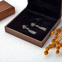 925 スターリングシルバーの花とタッセル ダングル スタッド ピアス 女性用  アンティークシルバー  31mm  ピン：1mm&nbsp;JE935A