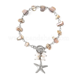 Bracelets à breloques en acier inoxydable 304 en forme d'étoile de mer&nbsp;BJEW-JB14373-02