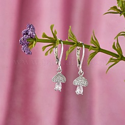 Прозрачные серьги с фианитами и грибами EJEW-SW00011-25