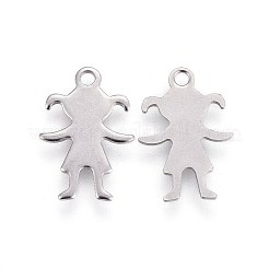 変色しにくい304ステンレススチールペンダント  女の子  ステンレス鋼色  16x11x0.7mm  穴：1.6mm&nbsp;STAS-I100-06P