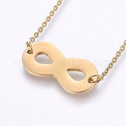 304ステンレススチールジュエリーセット  スタッドピアスとペンダントネックレス  無限大  ミックスカラー  ネックレス：18.9インチ（48cm）  スタッドピアス：13x7x1.2mm  ピン：0.8mm&nbsp;SJEW-O090-08
