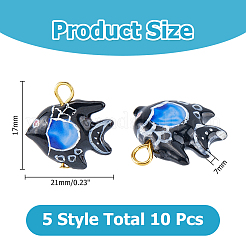 10 шт. 5-х цветные фарфоровые подвески в виде рыбок. с железной фурнитурой.&nbsp;PALLOY-HS00025