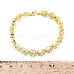 Браслеты-цепочки с плоскими круглыми звеньями из латуни и прозрачного кубического циркония для женщин BJEW-A034-01G