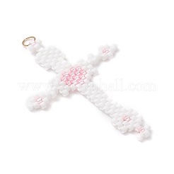 Подвески-кресты из стеклянного бисера&nbsp;PALLOY-MZ00947-03