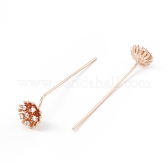 Латунные булавки в виде цветка из прозрачного кубического циркония с микропаве KK-G413-01KCG