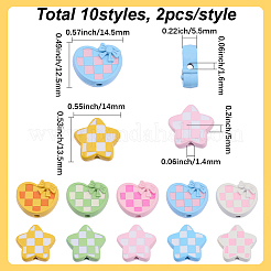 20 stücke 10 stile hunde zahn muster farbe legierung perlen&nbsp;FIND-SC0021-74