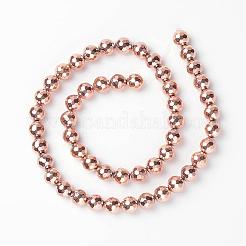 Sfaccettate rotonde perle ematite sintetico non magnetico fili&nbsp;G-D800-03