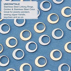 100個 2色 304ステンレススチール リンキングリング  ゴールデン·ステンレス鋼色  10x1mm  50個/カラー&nbsp;STAS-UN0035-44