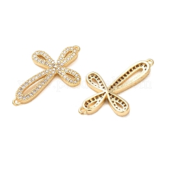 Ciondoli connettore in ottone con micro pavé di zirconi chiari&nbsp;CU-CBA4579-08G-B