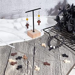 80шт 4-х цветные деревянные подвески-крестики DIY-NB0007-52