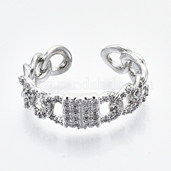 Латунные кольца из манжеты с прозрачным цирконием RJEW-S045-011P-NR