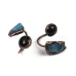 Латунные манжеты со смешанными драгоценными камнями RJEW-Z112-01R