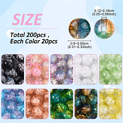 200шт 10 цвета хрустящие стеклянные бусины&nbsp;CCG-YW0001-23